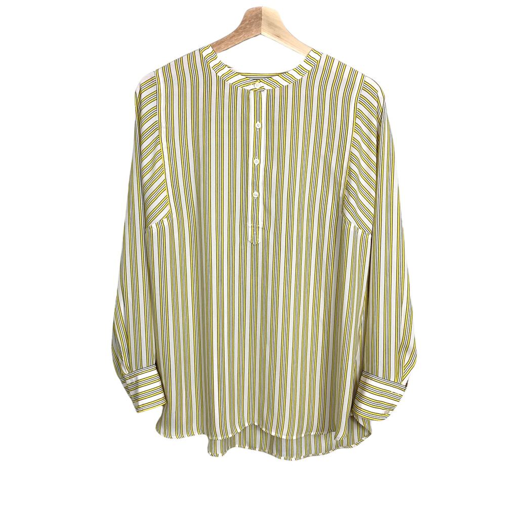 Talbots Yellow Simple Stripe Soft Shirt Popover Tunic Top Blouse S - Picture 2 of 9